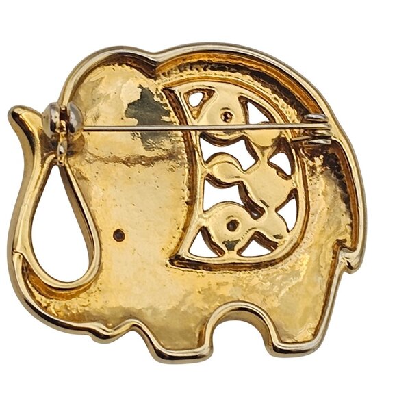 Elephant 3pc Lot Set Brooches Gold Toned Rhinestone Figural Pin Safari Animals - Picture 3 of 15